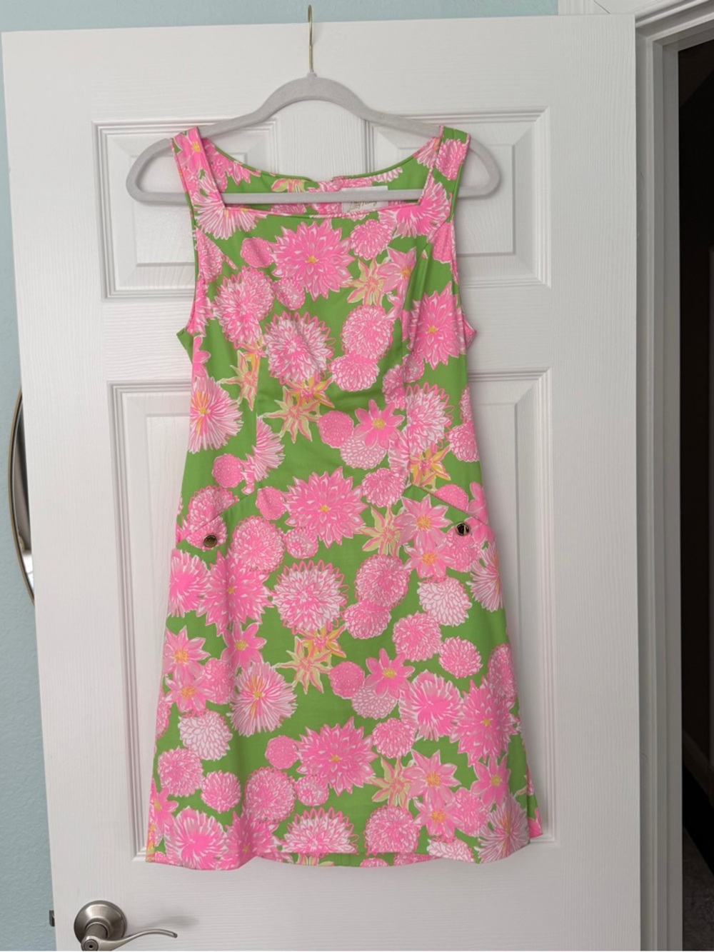 Lilly Pulitzer Green & Pink Floral Sleeveless Shift Dress